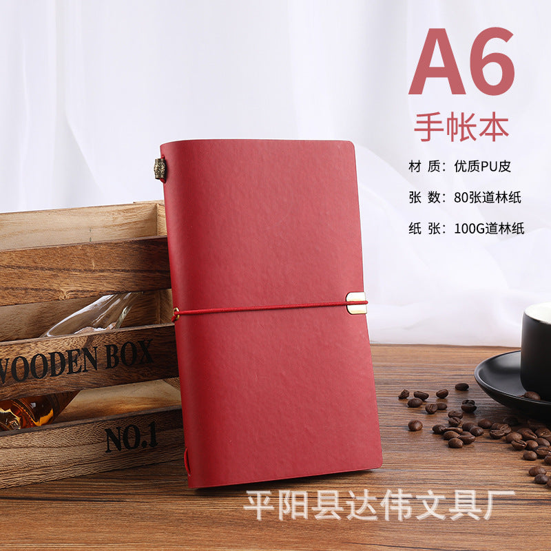Wholesale A6 Retro Style Strap Creative Soft Leather Student Portable Notebook